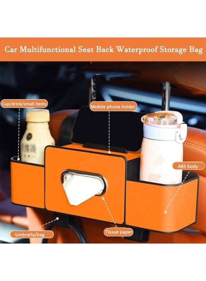 حقيبة تخزين متعددة الوظائف لمقعد السيارة، صندوق تخزين متعدد الوظائف لمقعد السيارة، منظم متعدد مع حاملين لأكواب المشروبات ووصلتين - Image 3